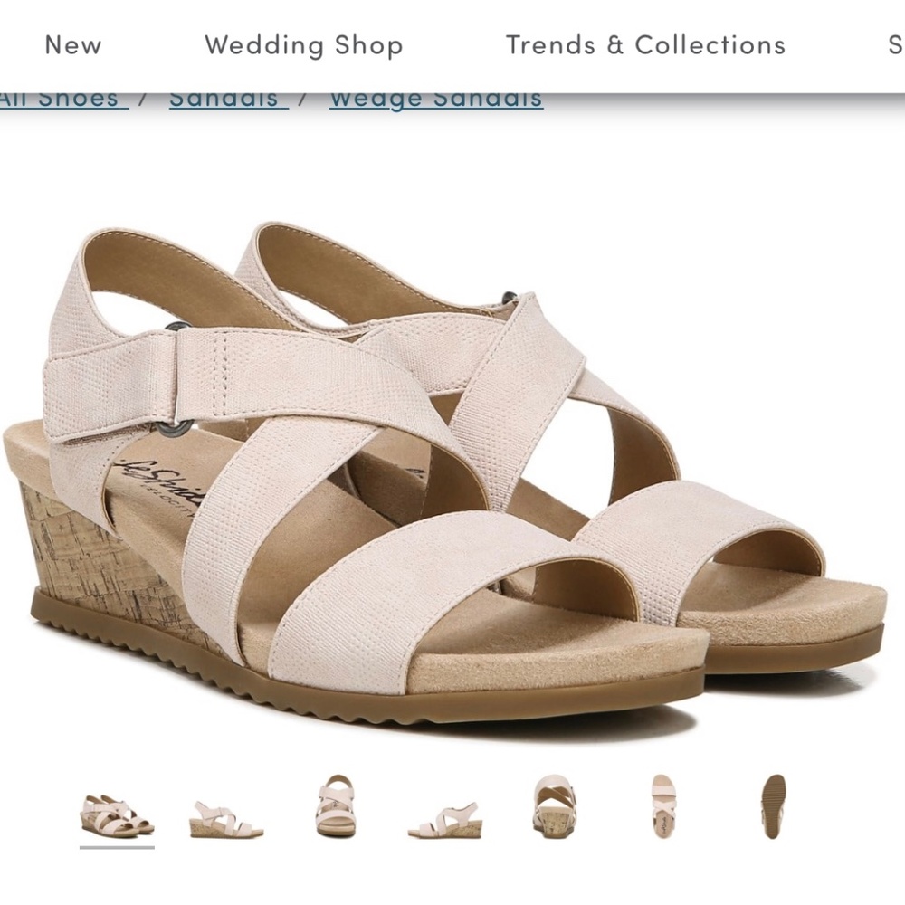 Brand New! Life Stride Sincere Wedge Sandals Bone Color, size 7